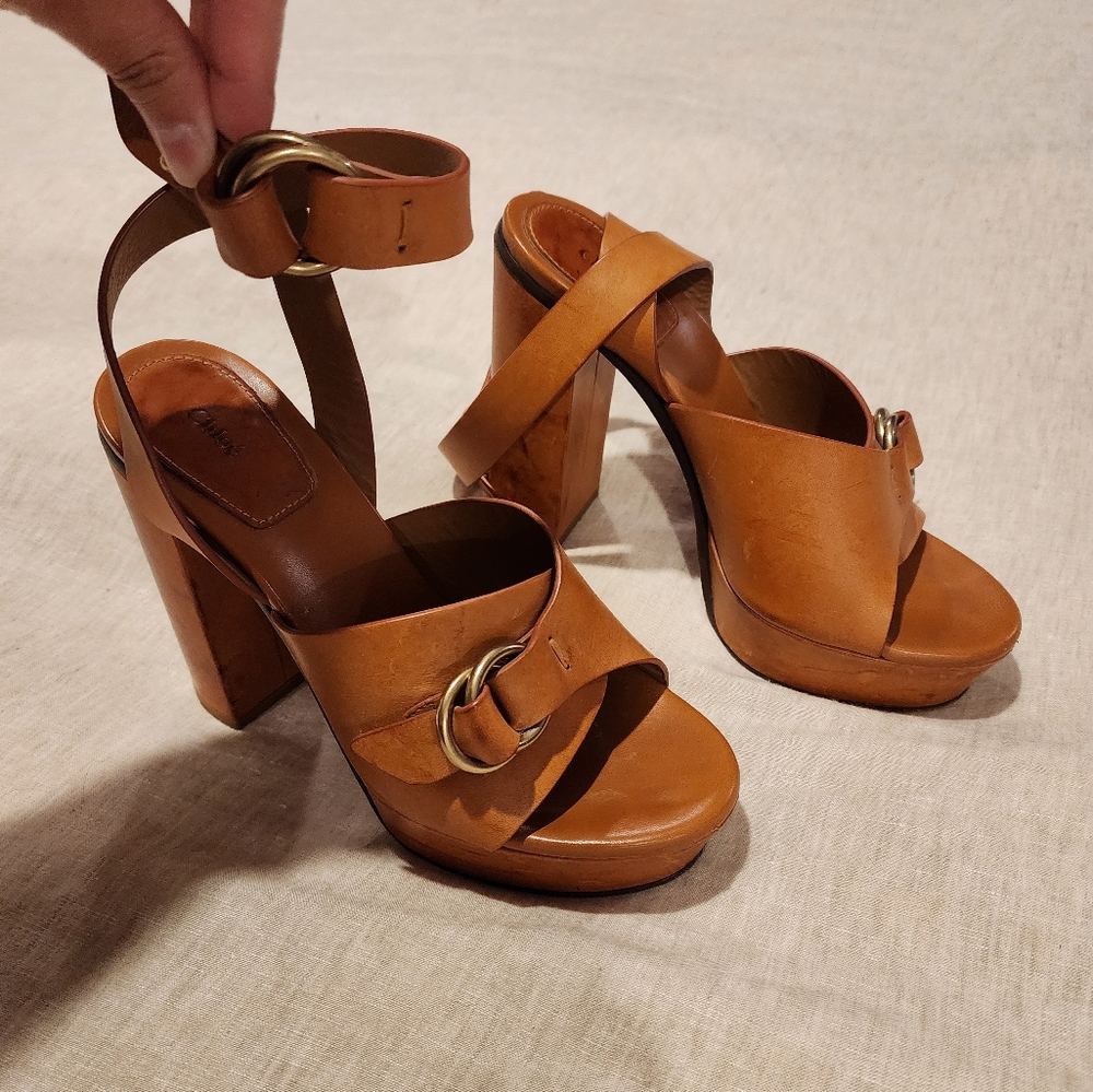 Chloe Ankle Wrap Platform Sandals Size 37